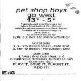 Pet Shop Boys - Go West (Unauthorized Bootleg Mixes) (12'' Vinyl Test Pressing)